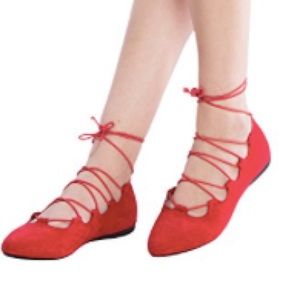 Women’s pointed toe lace up ballet flats
